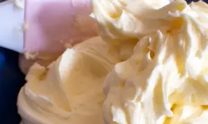 Puszysty krem śmietankowy do tortu bez mascarpone, gotowy do dekoracji.