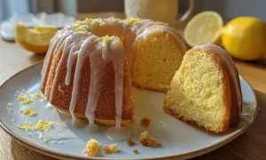 Puszysta babka cytrynowa na oleju Ewy Wachowicz, polana lukrem i posypana skórką cytrynową. Idealna na popołudniową herbatę.