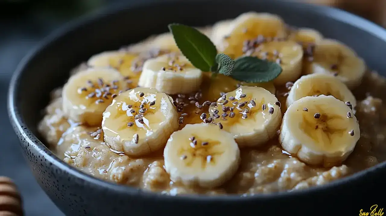 Pyszna owsianka z bananem, miodem i nasionami chia. Idealny przepis na zdrowe śniadanie.